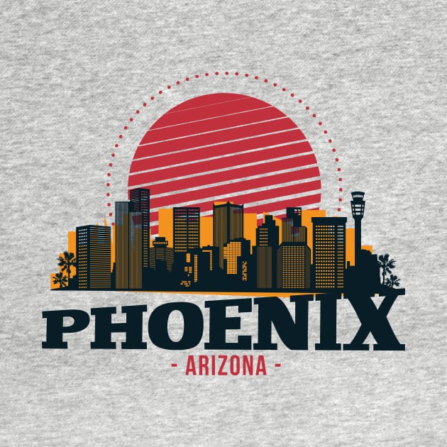 Retro Phoenix, Arizona Skyline by SLAG_Creative